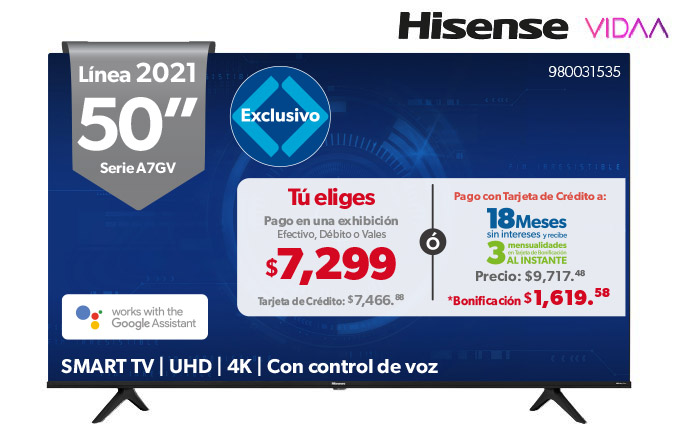 Smart TV 50" UHD 4K Control de voz