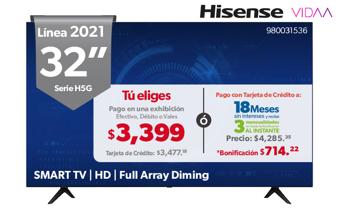 Smart TV 32” HD Full Array Diming