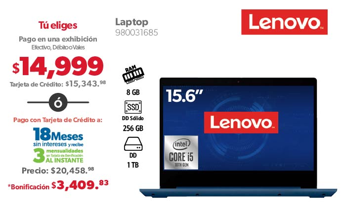 Laptop 15.6” Intel Core i5 256 GB