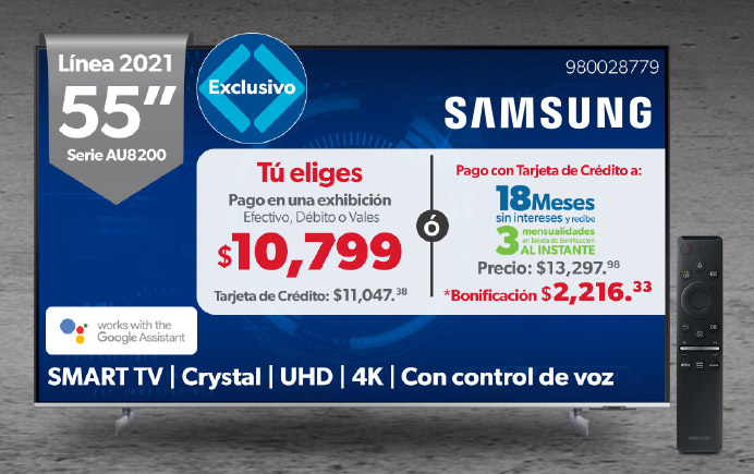 Smart TV 55” Crystal UHD 4K Control de voz