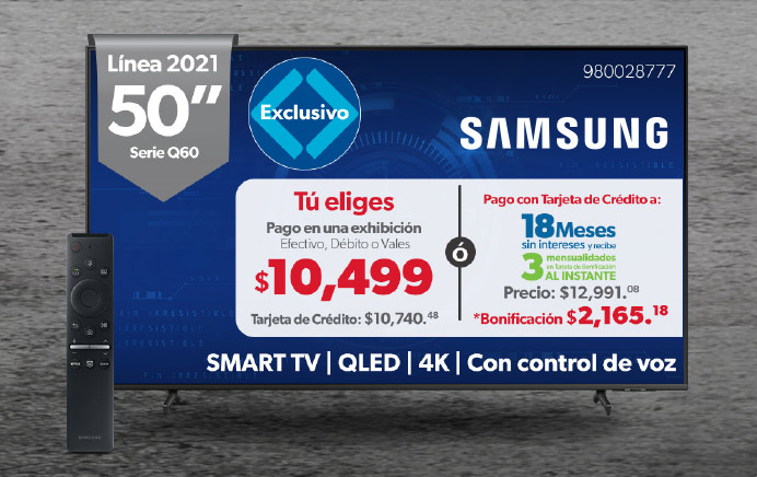 Smart TV 50” QLED 4K Control de voz