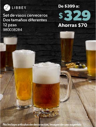 Set de vasos cerveceros