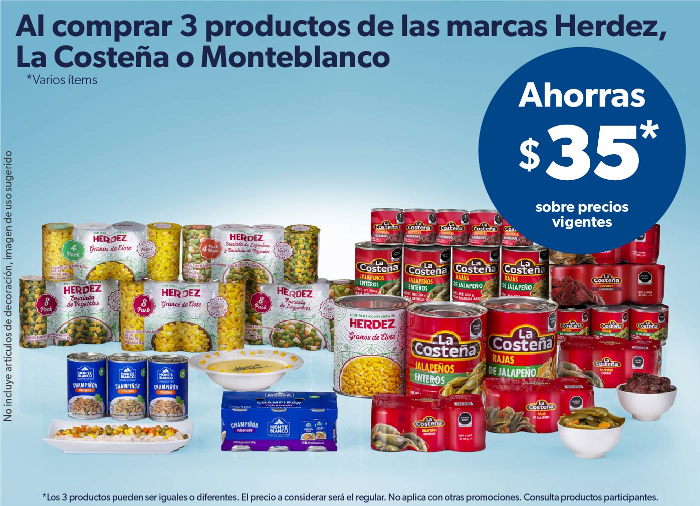 Al comprar 3 productos de las marcas Herdez, La Costeña o Monteblanco