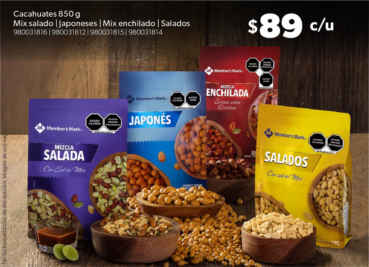 Cacahuates 850 g Mix salado | Japoneses | Mix enchilado | Salados