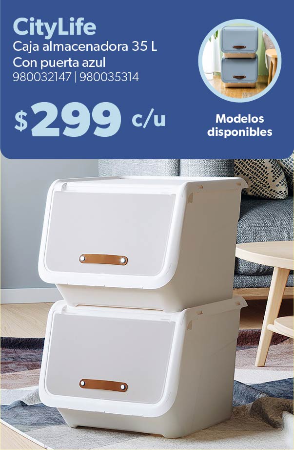 Caja almacenadora 35 L Con puerta azul