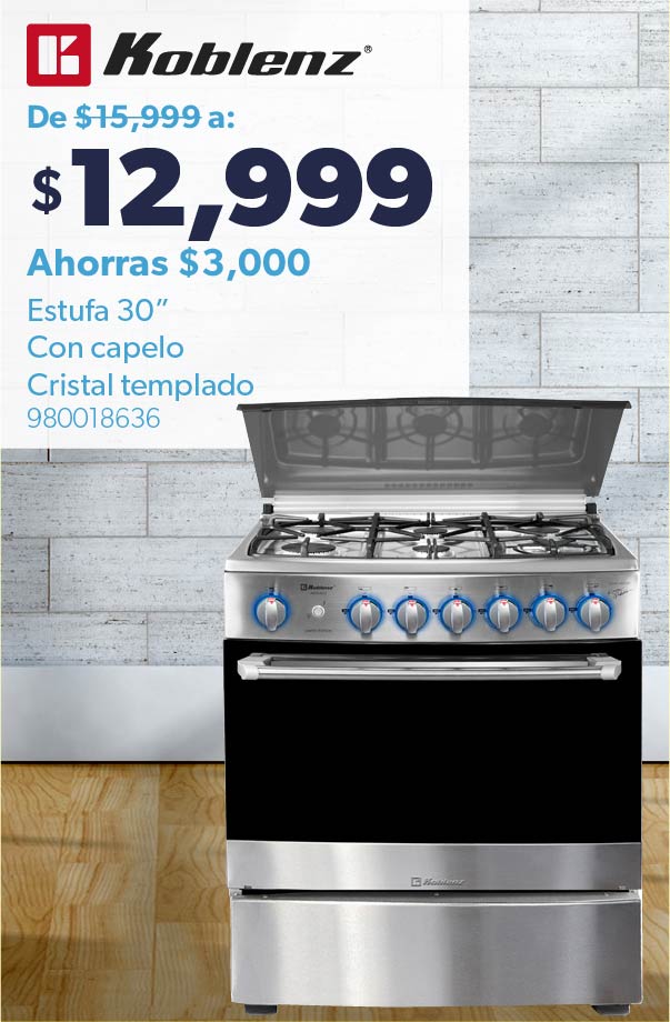 Estufa 30” Con capelo Cristal templado