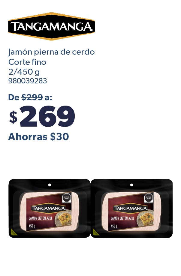 Jamón pierna de cerdo Corte fino 2/450 g