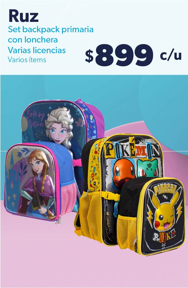 Set backpack primaria con lonchera