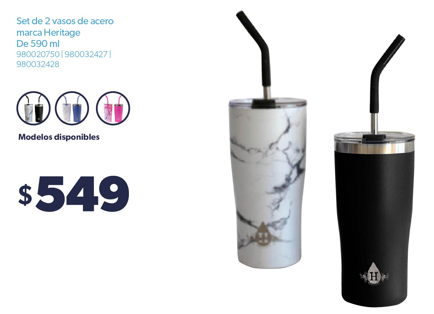 Set de 2 vasos de acero inoxidable