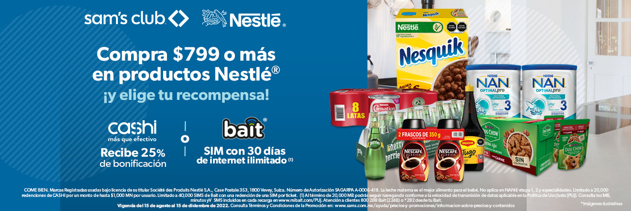 ¡Sam’s Club y productos Nestlé® te dan recompensas, descubre cómo!