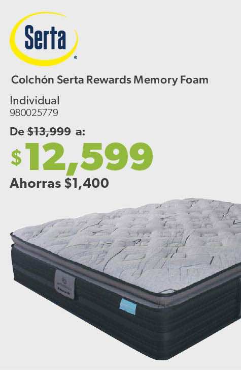Colchón Serta Rewards Memory Foam Individual