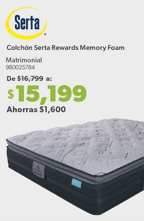 Colchón Serta Rewards Memory Foam Matrimonial