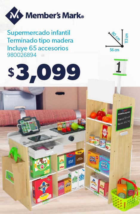 Supermercado infantil Terminado tipo madera Incluye 65 accesorios
