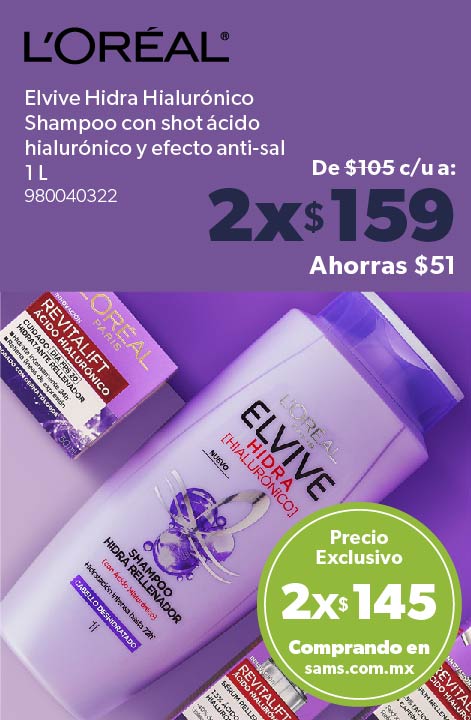 Elvive Hidra Hialurónico Shampoo con shot ácido