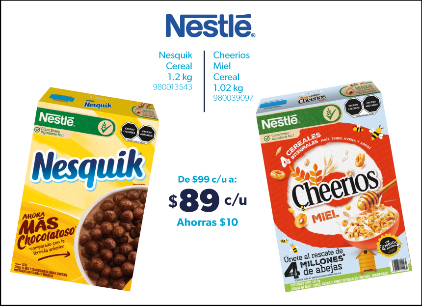 Cereales Nesquik y Cheerios