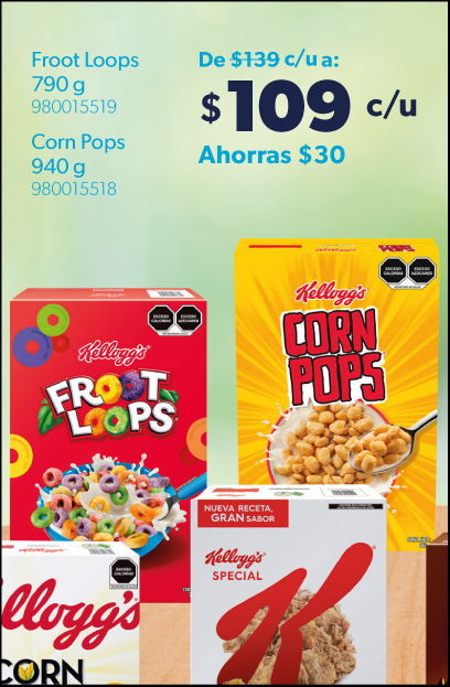 Cereales Froot Loops y Corn Pops
