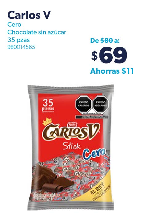 Chocolate Carlos V stick Cero