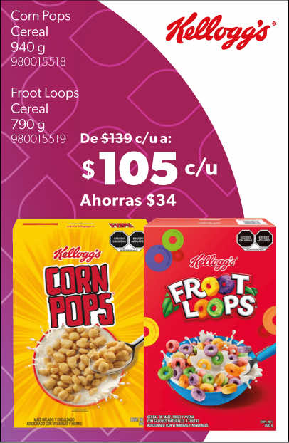 Cereales Korn Pops y Froot Loops