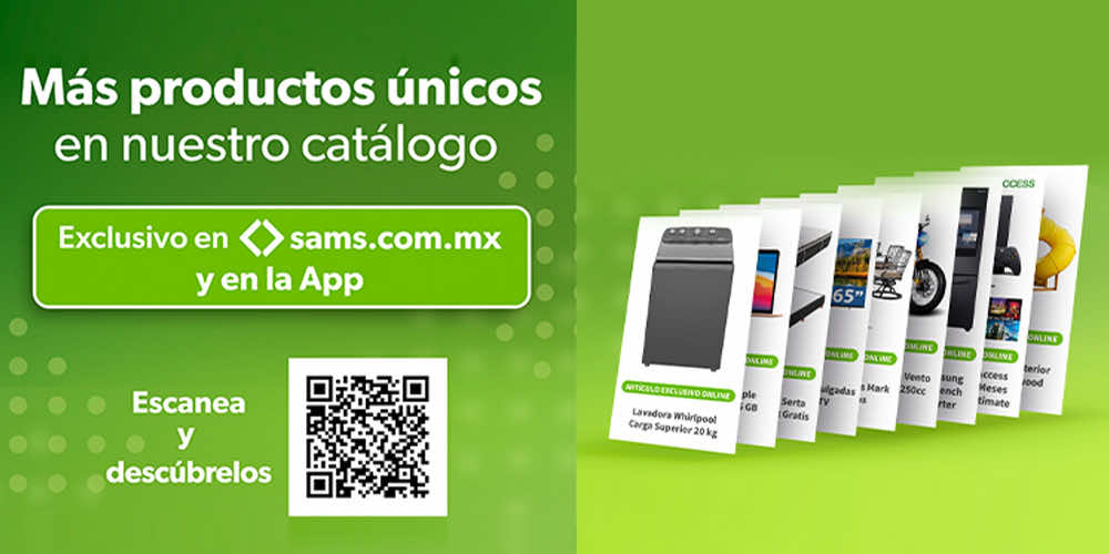 Productos exclusivos en sams.com y en la app