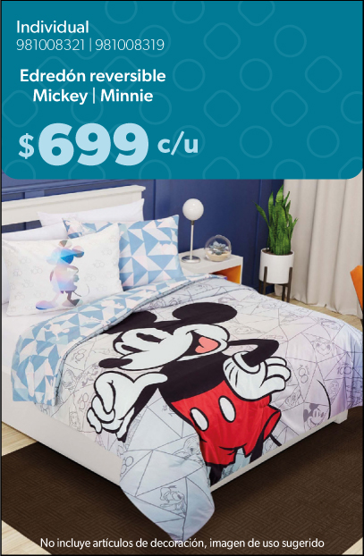 Edredon individual reversible Mickey Minnie