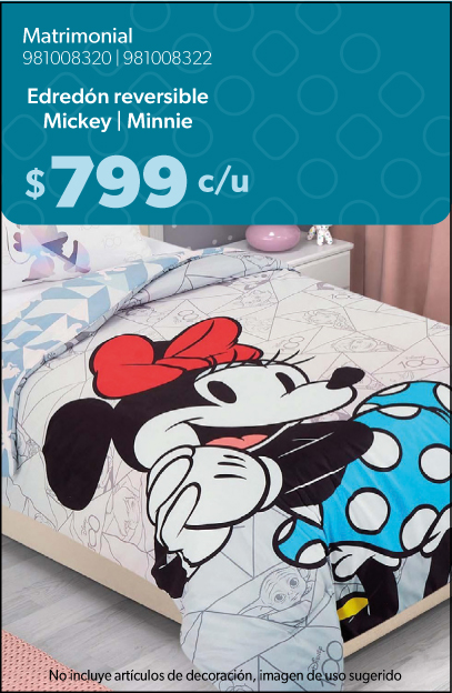 Edredon matrimonial reversible Mickey Minnie