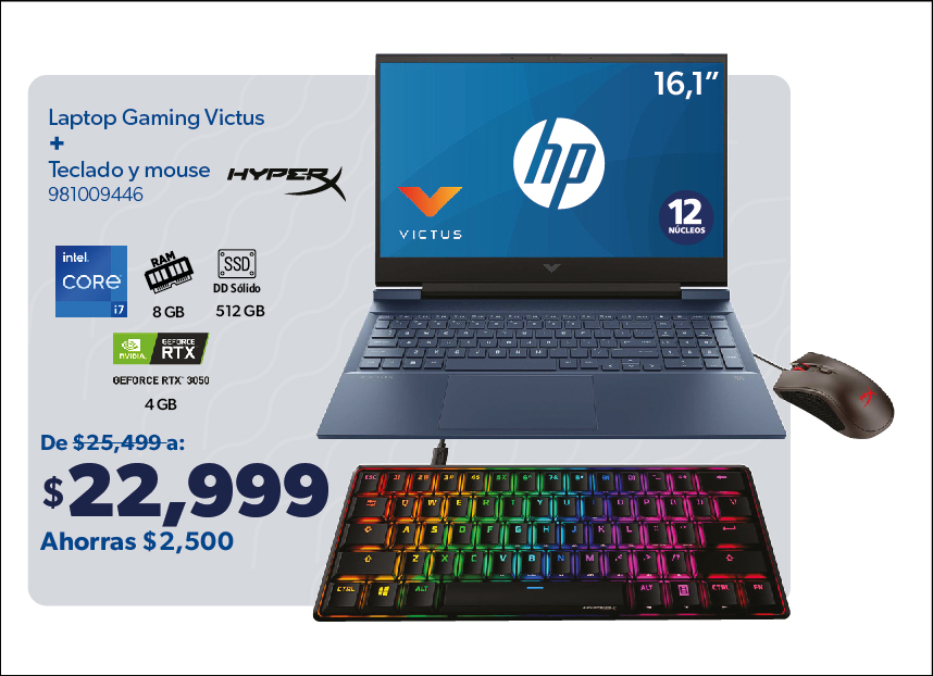 Laptop Victus mas teclado y mouse