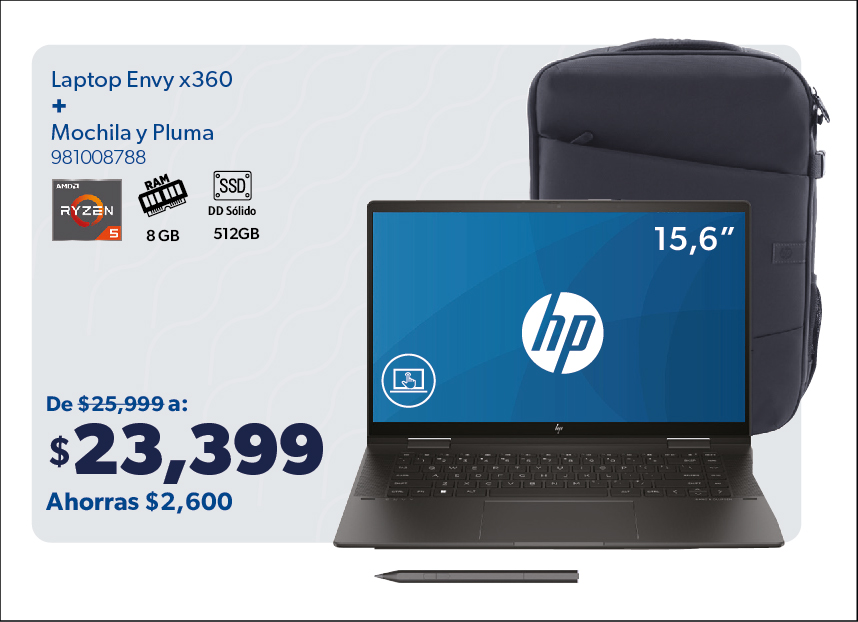 Laptop Envy mas mochila y pluma