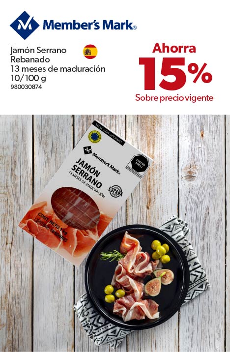 Jamón serrano rebanado