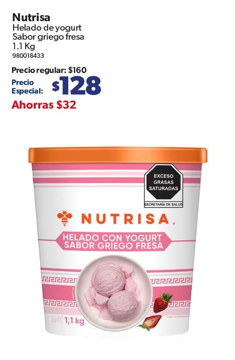 Helado de yogurt sabor fresa