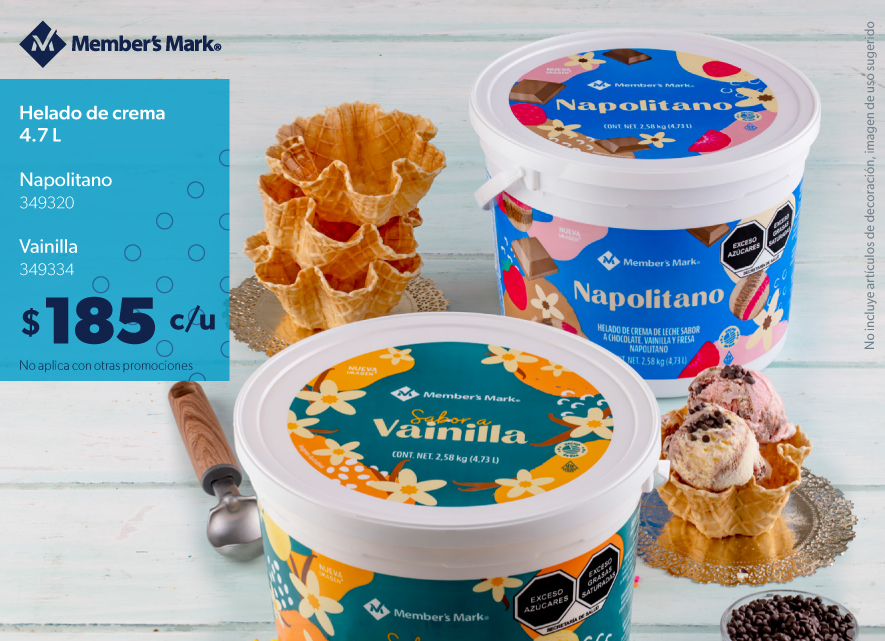 Helado de crema napolitano o vainilla