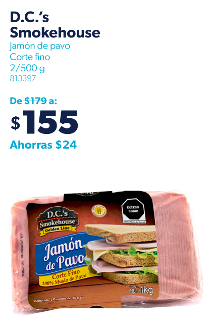 Jamon de pavo corte fino