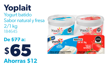 Yogurt batido sabor natural y fresa