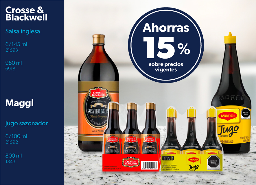 Salsa inglesa y jugo sazonador