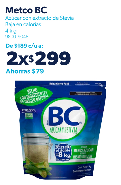 Azucar con extracto de Stevia