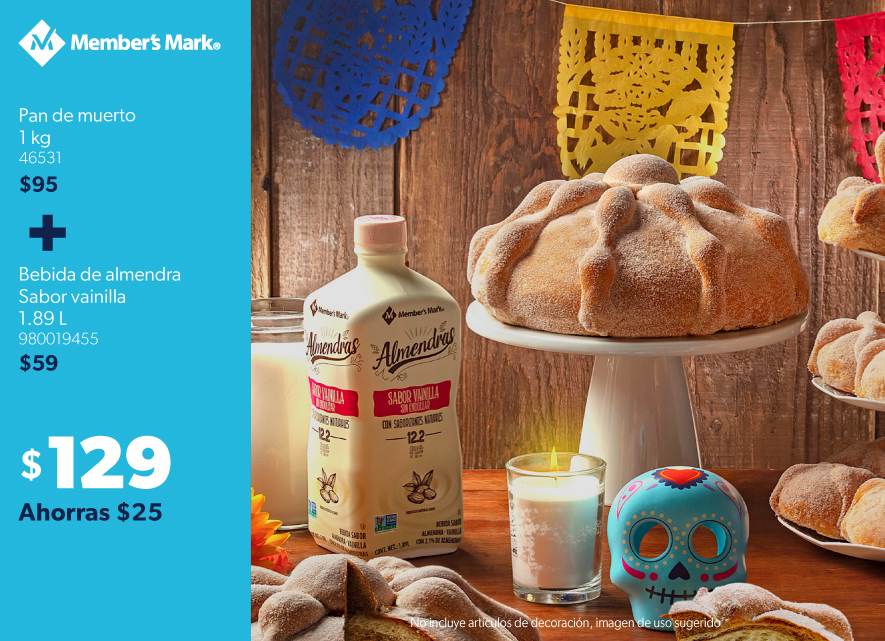 Pan de muerto mas bebida de almendra