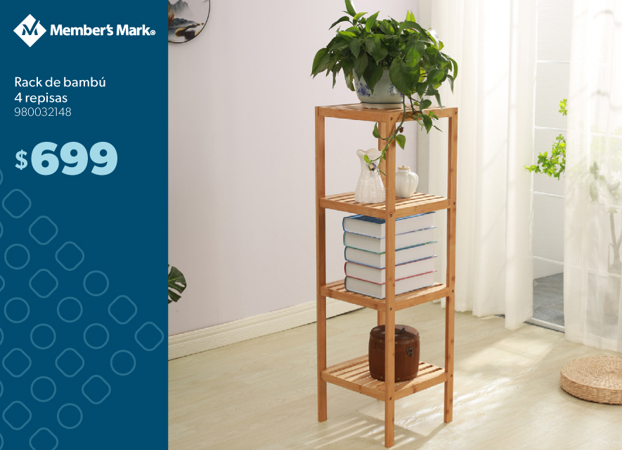 Rack de bambu cuatro repisas