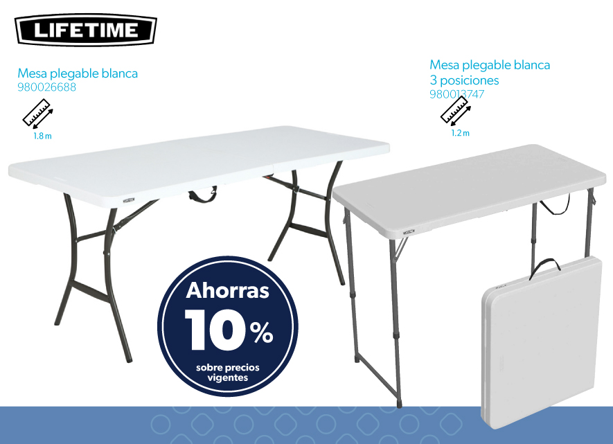 Mesa plegable blanca y 3 posiciones