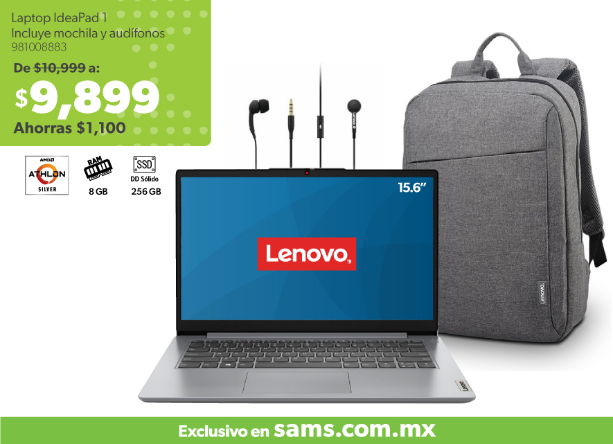 Laptop IdeaPad incluye mochila y audifonos