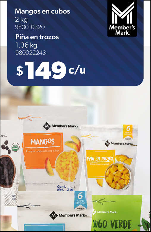Mango en cubos y pina en trozos