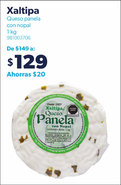 Queso panela con nopal