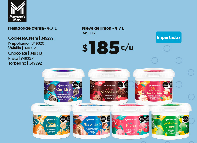 Helados de crema varios sabores