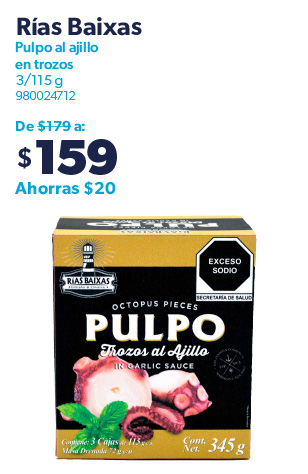 Pulpo al ajillo en trozos