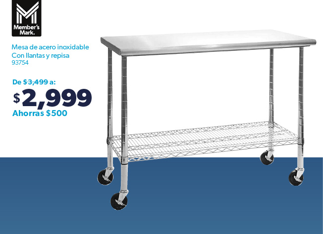 Mesa de acero inoxidable con ruedas