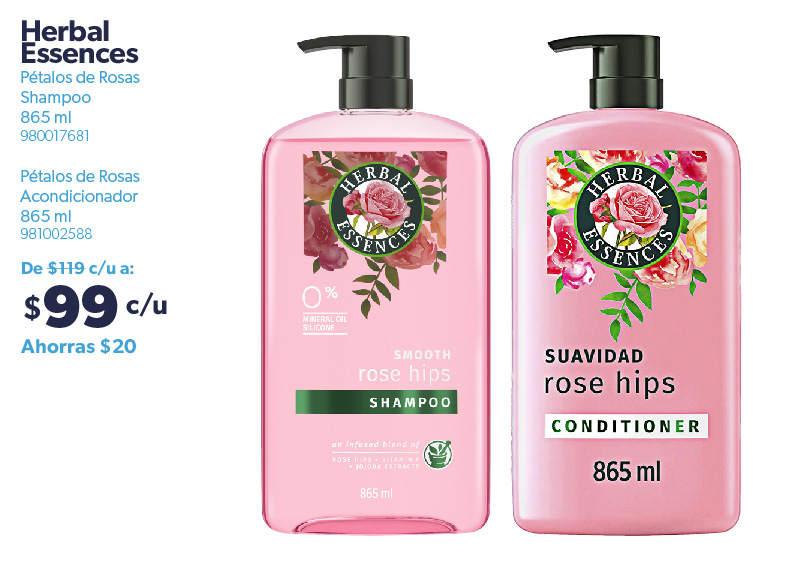 Shampoo y acondicionador suavidad rosas