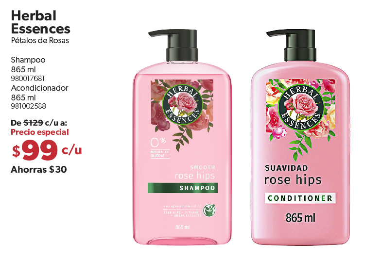 Shampoo y acondicionador petalos de rosa