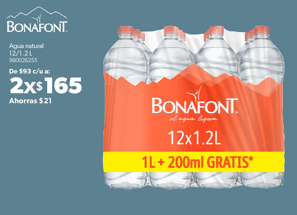 Agua natural 1.2 litros