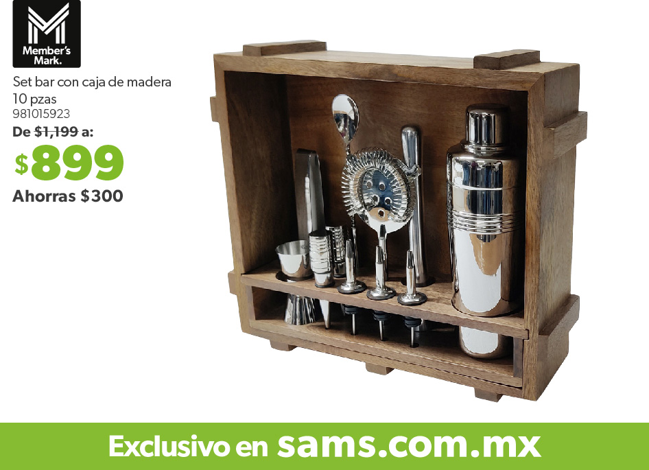 Set bar con caja de madera