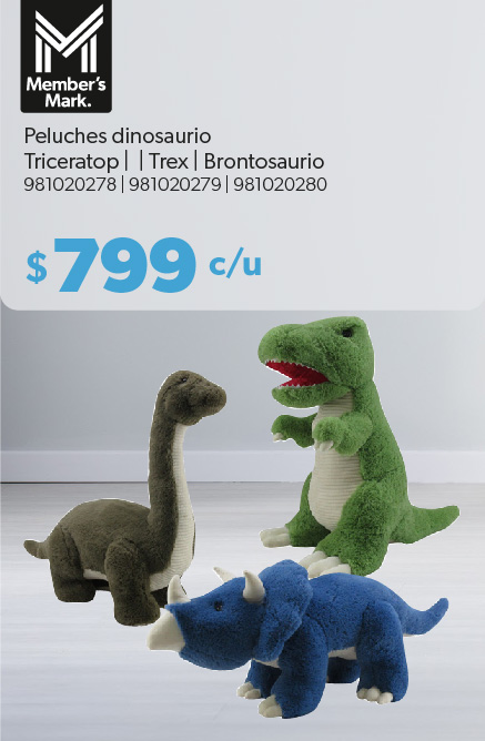 Peluche triceratop trex brontosaurio