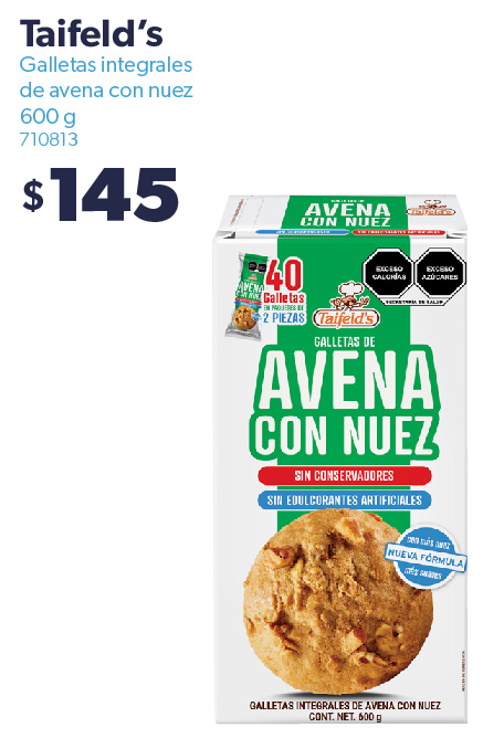 Galletas integrales avena nuez