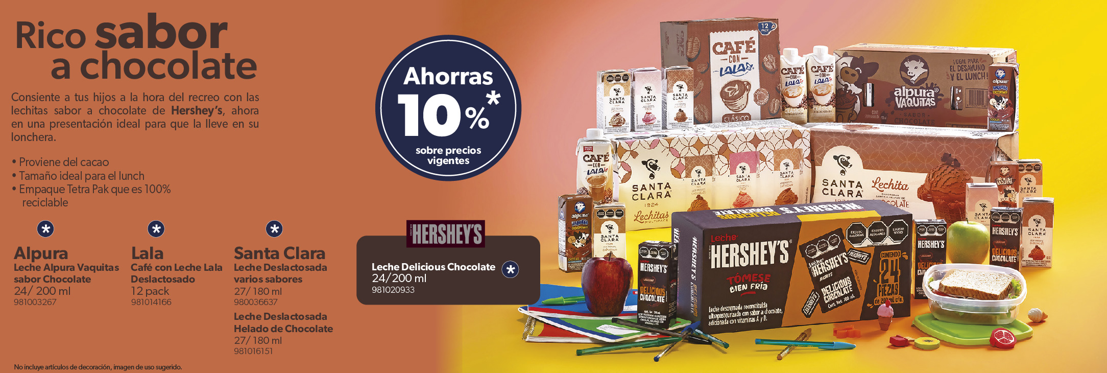 Varios productos sabor chocolate